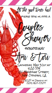 Crawfish Boil Couples Shower Text Invite: Crawfish Boil Couples Shower