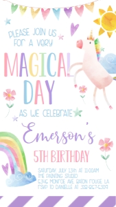 Birthday Unicorn V2 Phone Invite: Birthday Unicorn V2