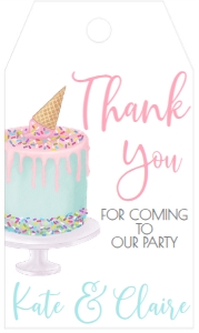 Birthday Ice Cream Cake Double Party Favor Tag: Birthday Ice Cream Cake Double Party 7x5