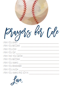 Baseball Prayer Card: Baby Shower Baseball Invite Oh Boy