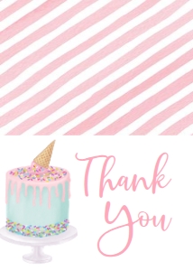 Birthday Ice Cream Cake Double Party Thank You: Birthday Ice Cream Cake Double Party 7x5