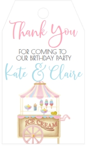 Birthday Ice Cream Cart Double Party Favor Tag: Birthday Ice Cream Cart Double Party