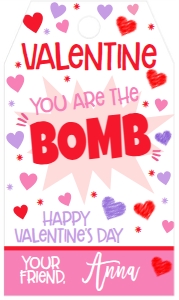 Valentine You are the Bomb Favor Tag Pink: Valentine You are the Bomb Favor Tag Pink