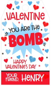 Valentine You are the Bomb Favor Tag Blue: Valentine You are the Bomb Favor Tag Blue