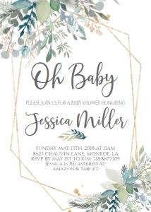 Baby Shower Oh Baby Foliage Invitation design preview