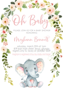 Baby Shower Pink Frame Elephant Invitation: Baby Shower Pink Frame Elephant Invitation