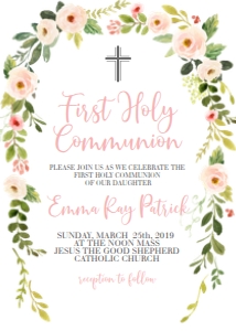 Communion Pink Floral Frame: Communion Pink Floral Frame