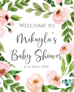 Baby Shower Oh Baby Pink Floral Wreath Welcome Sign: Baby Shower Oh Baby Pink Floral Wreath Invitation