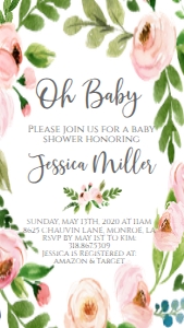Baby Shower Oh Baby Pink Floral Wreath Text Invite: Baby Shower Oh Baby Pink Floral Wreath Invitation