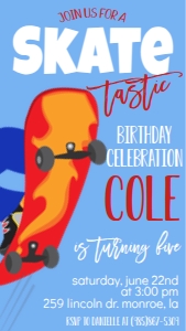 Birthday Skate-tastic Skateboard Boy Text Invite: Birthday Skate-tastic Skateboard Boy