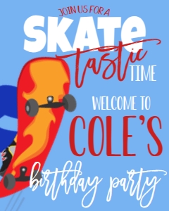 Birthday Skate-tastic Skateboard Boy Welcome Sign 8x10: Birthday Skate-tastic Skateboard Boy
