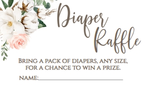 Baby Shower Cotton Gold Frame Diaper Raffle: Baby Shower Cotton Gold Frame Invite