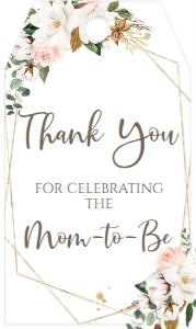 Baby Shower Cotton Gold Frame Favor Tag: Baby Shower Cotton Gold Frame Invite