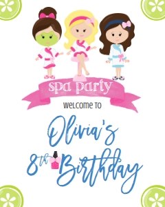 Birthday Spa Party BBB Welcome Sign 8x10: Birthday Spa Party BBB