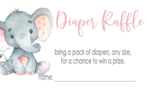 Baby Shower Pink Frame Elephant Diaper Raffle: Baby Shower Pink Frame Elephant Invitation