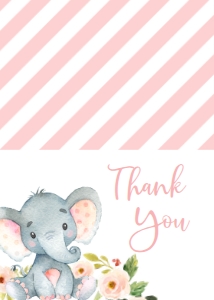 Baby Shower Pink Frame Elephant Thank You: Baby Shower Pink Frame Elephant Invitation