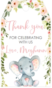 Baby Shower Pink Frame Elephant Favor Tag: Baby Shower Pink Frame Elephant Invitation