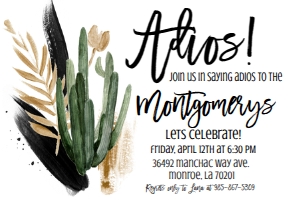 Adios Farewell Desert Digital Postcard 6x4: Adios Farewell Desert Party Invite