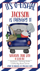 Birthday Fishing Truck Text Invite: Birthday Fishing Truck 7x5