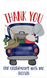 Birthday Fishing Truck Favor Tag: Birthday Fishing Truck 7x5