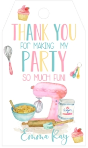 Birthday Baking Party Favor Tag: Birthday Baking Party