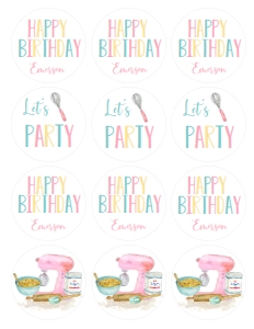 Birthday Baking Party Cupcake Toppers: Birthday Baking Party
