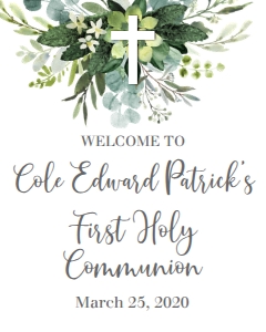 Communion Eucalyptus Welcome Sign: Communion Eucalyptus Cross 7x5