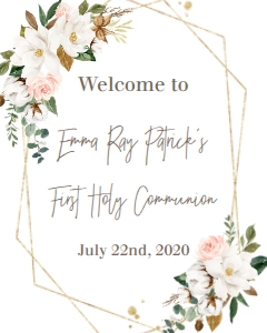 Communion Cotton Gold Frame Welcome Sign: Communion Cotton Gold Frame