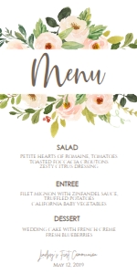 Communion Pink Floral Frame Menu: Communion Pink Floral Frame