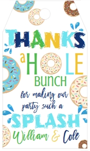 Birthday Donut Dunk Splash Bright Blue Favor Tag: Birthday Donut Dunk Splash Bright Blue
