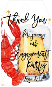 Crawfish Beer and Boil Engagement Favor Tag: Crawfish Beer & Boil Engagememt
