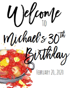 Crawfish Birthday Platter Welcome Sign: Crawfish Birthday Platter