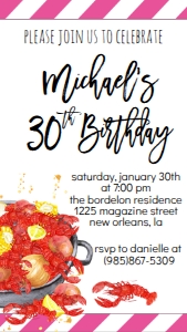 Crawfish Birthday Platter Text Invite: Crawfish Birthday Platter