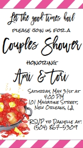 Crawfish Boil Couples Shower Platter Text Invite: Crawfish Boil Couples Shower Platter 7x5
