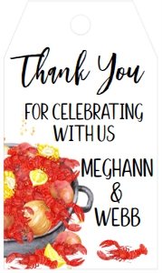 Crawfish Boil Couples Shower Platter Favor Tag: Crawfish Boil Couples Shower Platter 7x5