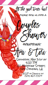 Crawfish Boil Mardi Gras Couples Shower Text Invite: Crawfish Boil Mardi Gras Couple Shower