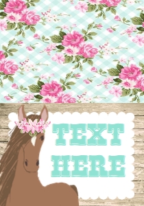 Birthday Horse Rustic Floral Thank You Food Tent Single Page: Birthday Horse Rustic Floral