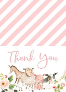 Baby Shower Pink Frame Farm Animals Thank You: Baby Shower Pink Frame Farm Animals