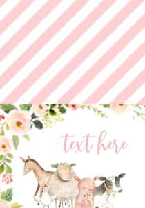Baby Shower Pink Frame Farm Animals Food Tent Single Page: Baby Shower Pink Frame Farm Animals