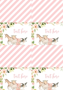 Baby Shower Pink Frame Farm Animals Food Tent Full Page: Baby Shower Pink Frame Farm Animals