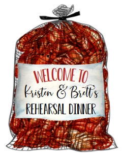 Crawfish Boil Sack Rehearsal Welcome Sign: Crawfish Boil Sack Rehearsal Dinner
