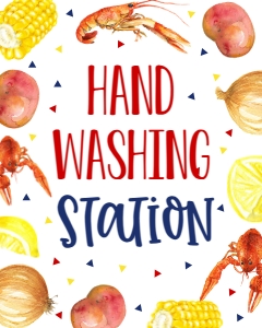 Crawfish Boil Sign KC1 Hand Washing: Crawfish Boil Signs KC1