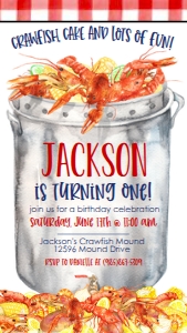 Crawfish Boil Pot Kid Birthday Cake Text Invite: Crawfish Boil Pot Kid Birthday Cake