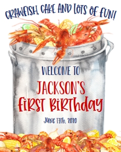 Crawfish Boil Pot Kid Birthday Welcome Sign: Crawfish Boil Pot Kid Birthday Cake