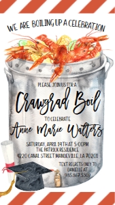 Crawfish Boil Graduation Diploma Text Invite: Crawfish Boil Graduation Diploma