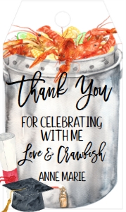 Crawfish Boil Graduation Diploma Favor Tag: Crawfish Boil Graduation Diploma