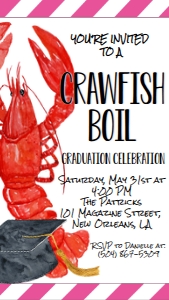 Crawfish Boil Single Graduation Text Invite: Crawfish Boil Single Graduation Celebration