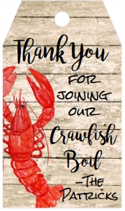 Crawfish Boil Rustic Favor Tag: Crawfish Boil Rustic