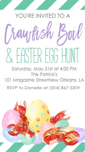 Crawfish Boil Easter Egg Hunt Pastel Text Invite: Crawfish Boil Easter Egg Hunt Pastel