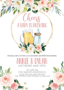 Baby Shower Brewing Bottle Pink Floral BBPF1: Baby Shower Brewing Bottle Pink Floral BBPF1